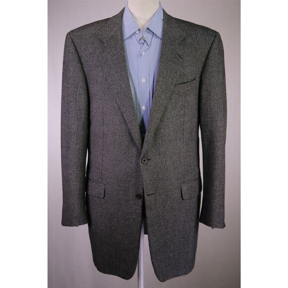 Hickey Freeman Gray Black Tweed Woven Wool Cashmere 2-Btn Blazer Jacket 43L - Picture 2 of 8